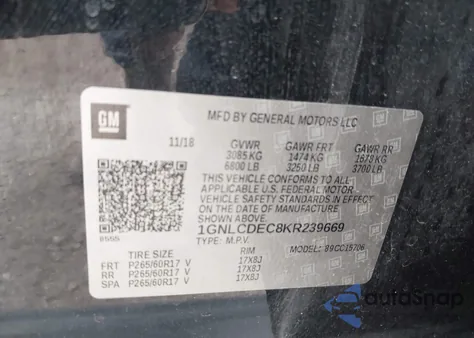 2019 Chevrolet Tahoe Commercial Fleet z USA, uszkodzony, nr VIN 1GNLCDEC8KR239669